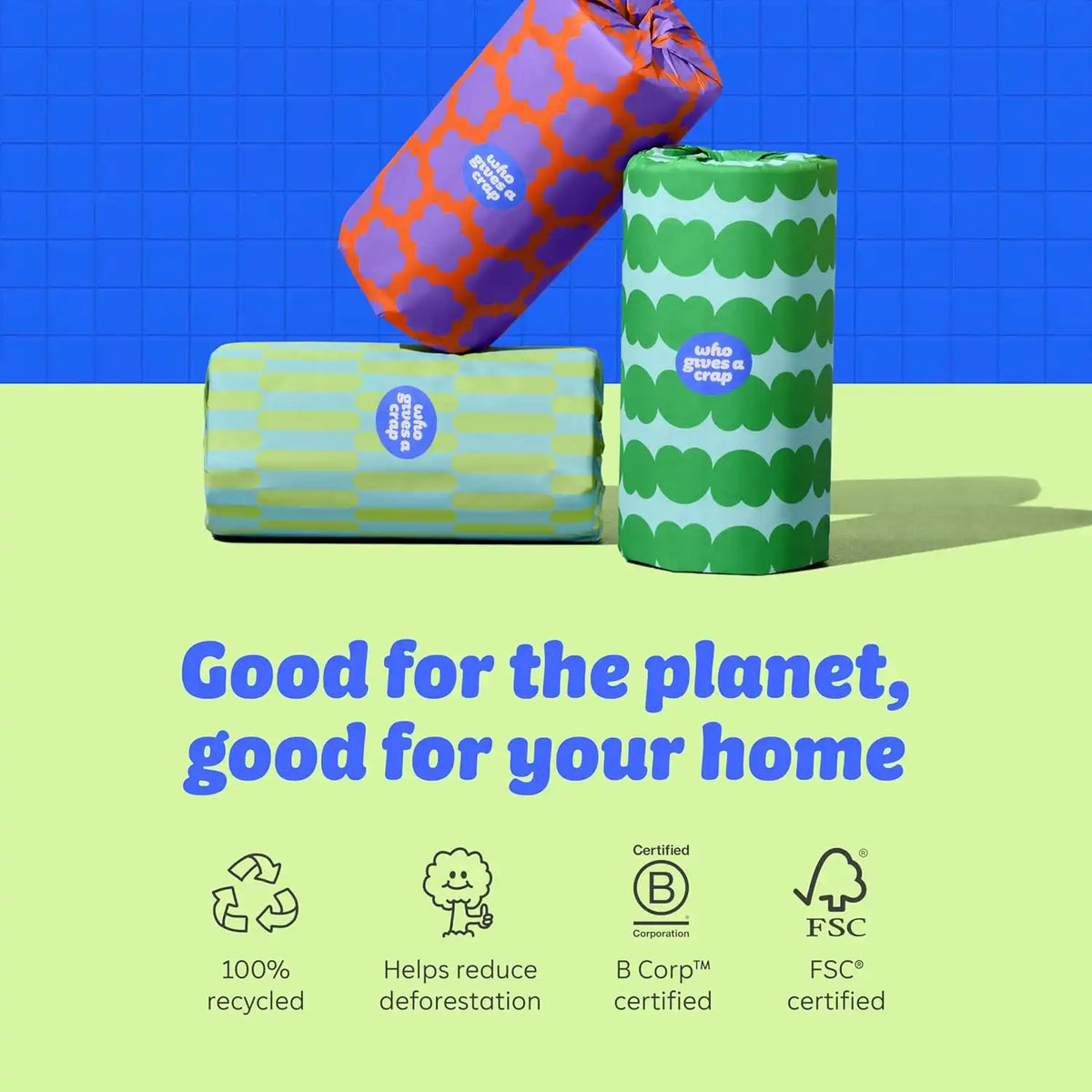 Who Gives A Crap Toilet Paper and Paper Towels Bundle, 48 Bamboo Toilet Paper Rolls & 12 Recycled Paper Towel Rolls, Eco Friendly, Sustainable, Plastic Free Household Essentials